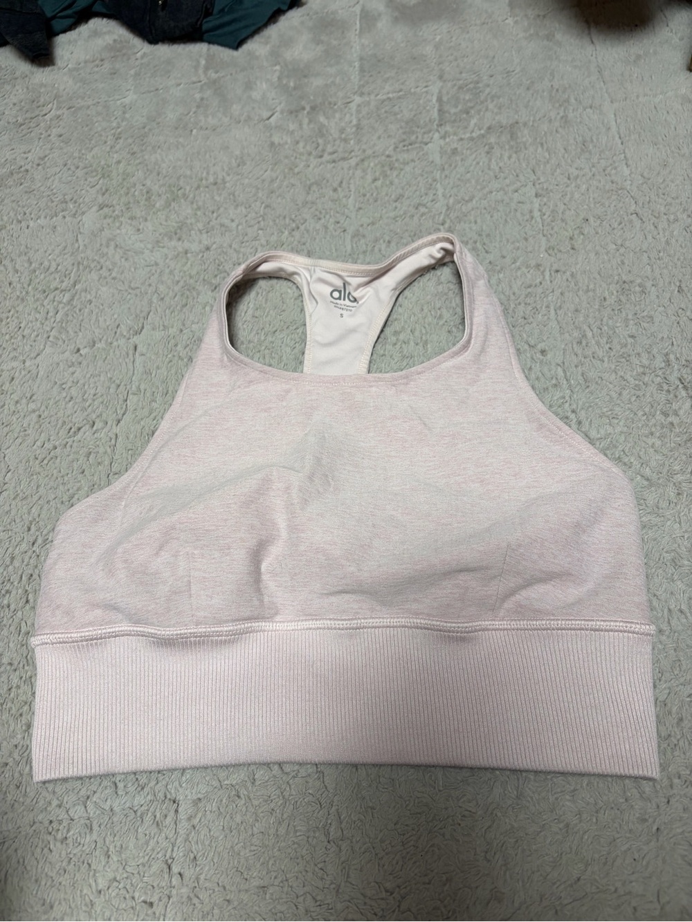 ALO Yoga Light Pink Racerback High-Neck Sports Bra